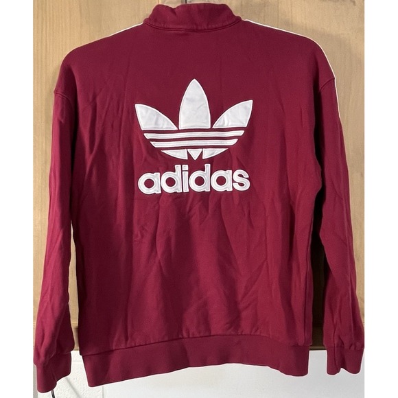 Adidas 1/4‎ Zip pullover Sweatshirt Women's S Burgundy/White - Picture 2 of 8